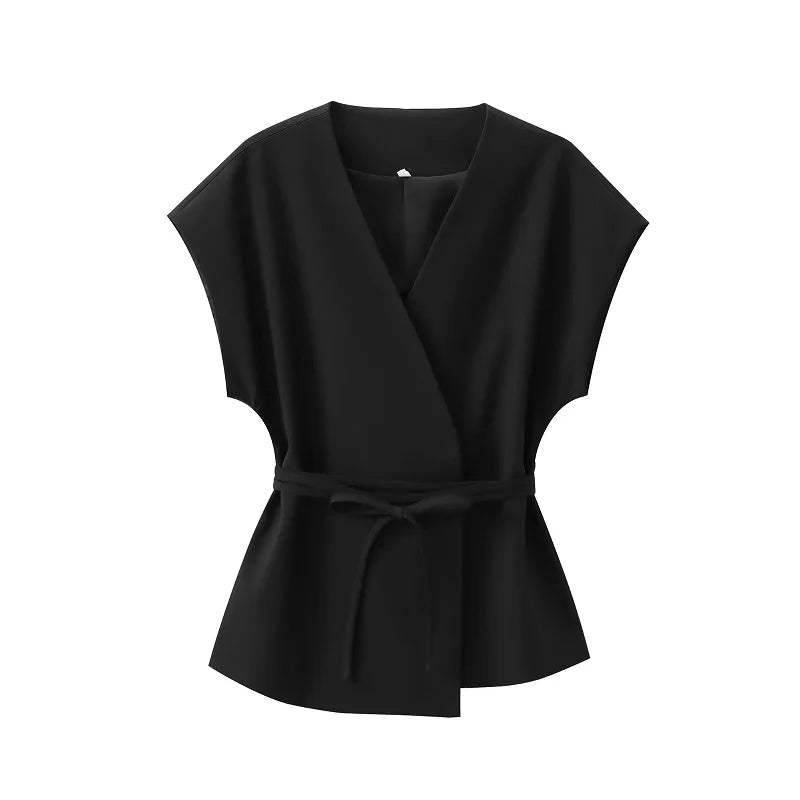 Ensemble Pantalon Large & Top Sans Manches – 2 Pièces Décontracté