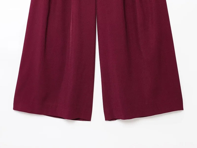 Ensemble Pantalon Large & Top Sans Manches – 2 Pièces Décontracté