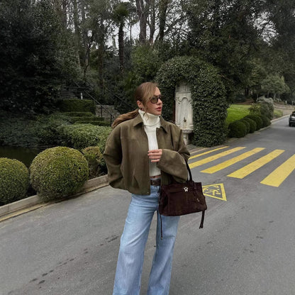 Veste Bomber en Suède Verte – Style Street Hipster