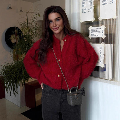 Cardigan Tricoté en Mink pour Femme – Style Casual Élégant