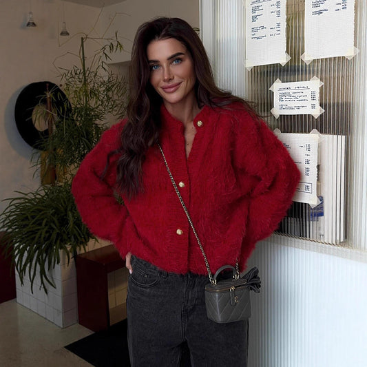 Cardigan Tricoté en Mink pour Femme – Style Casual Élégant