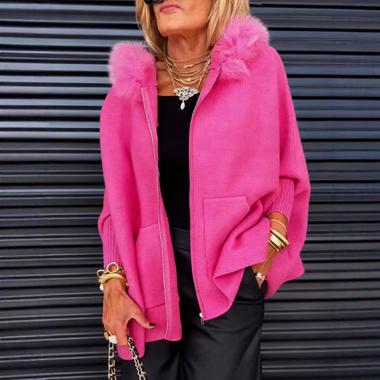 Veste Douce à Col en Fourrure – Élégance et Confort pour l’Hiver