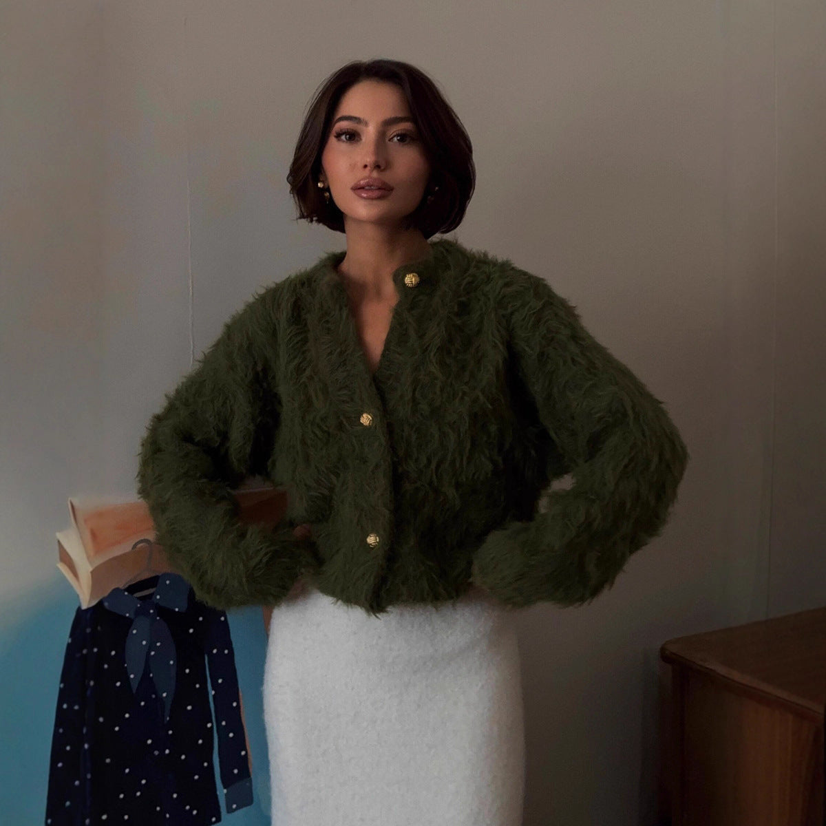 Cardigan Tricoté en Mink pour Femme – Style Casual Élégant