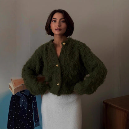 Cardigan Tricoté en Mink pour Femme – Style Casual Élégant