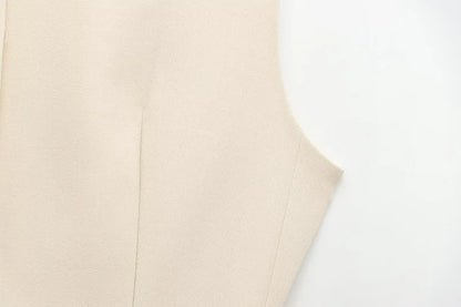 Gilet Sans Manches Ceinturé – Top Boutonné Élégant