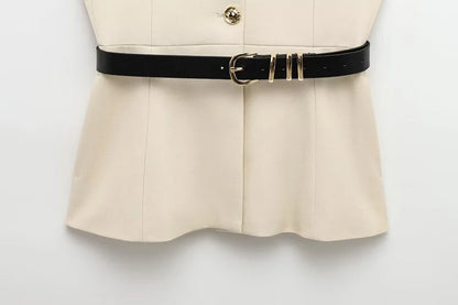 Gilet Sans Manches Ceinturé – Top Boutonné Élégant