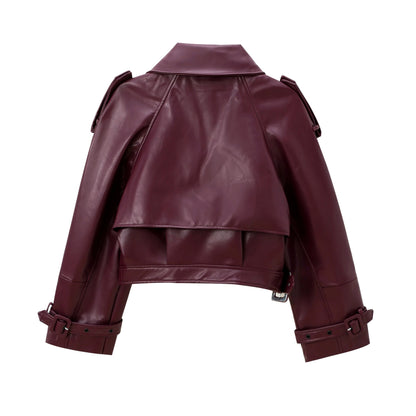 Bomber en Faux Cuir – Coupe Courte et Streetwear