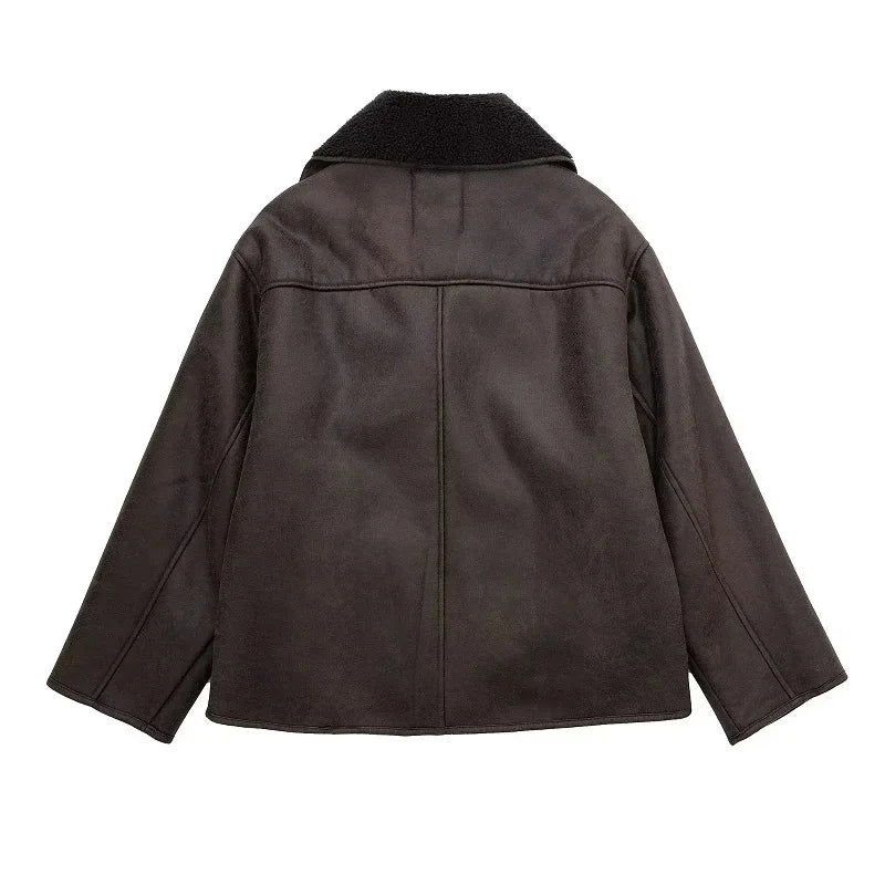 Veste Élégance Cuir – Chaude et Douce, Automne/Hiver