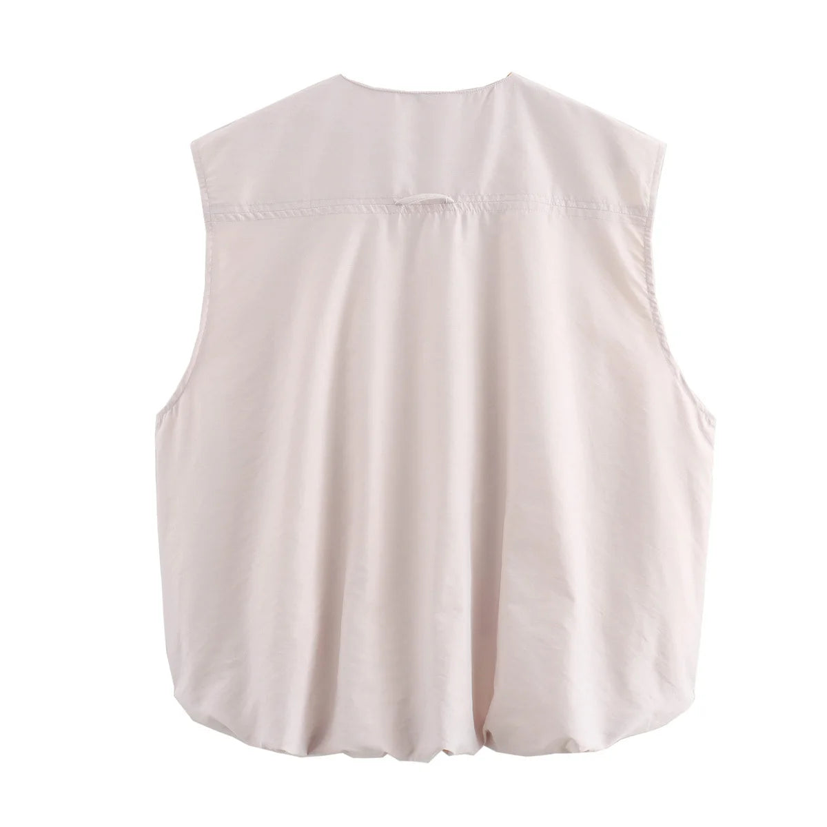 Veste Froncée Sans Manches – Zip et Coupe Loose