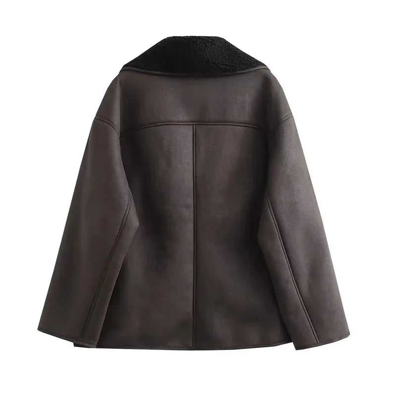 Veste Élégance Cuir – Chaude et Douce, Automne/Hiver