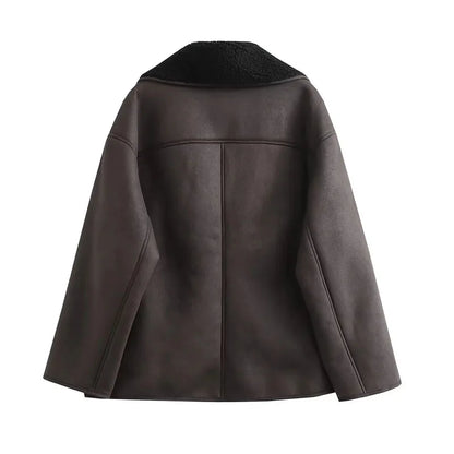 Veste Élégance Cuir – Chaude et Douce, Automne/Hiver
