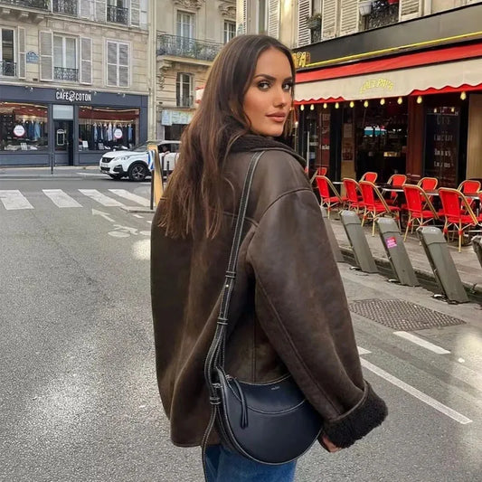 Veste Élégance Cuir – Chaude et Douce, Automne/Hiver