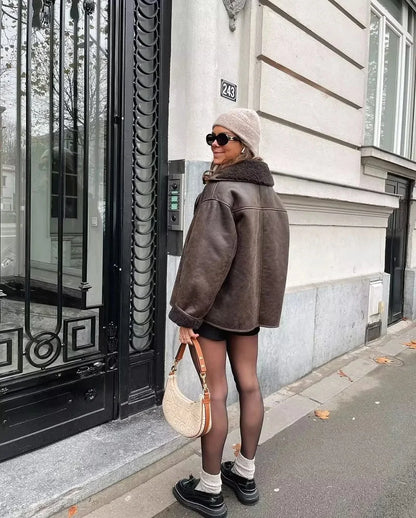 Veste Élégance Cuir – Chaude et Douce, Automne/Hiver