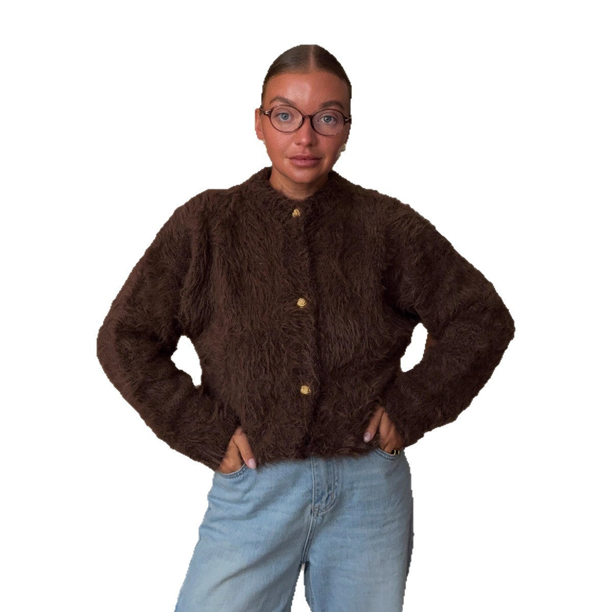 Cardigan Tricoté en Mink pour Femme – Style Casual Élégant