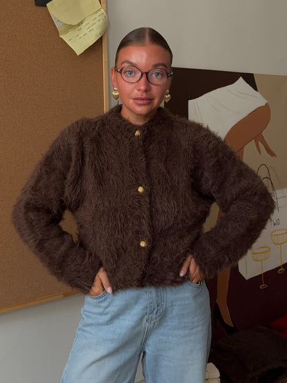 Cardigan Tricoté en Mink pour Femme – Style Casual Élégant